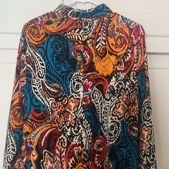 MSK PAISLEY PRINT 3/4 SLEEVE O-RING ZIP SIZE LARGE 🌟EUC🌟 - Picture 8 of 14